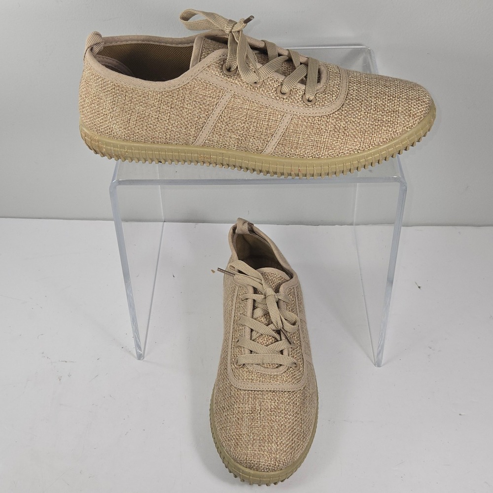 Trail River Mens Tan Khaki Woven Textile Lace Up Low Top Sneakers Size 8‎